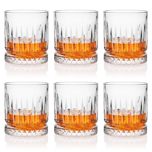 Cambareign Whiskey Glasses Set of 6, 11oz Old Fashioned Cocktail Glasses, Lead-free Crystal Scotch Bourbon Glass, Whiskey Tumblers for Scotch Bourbon