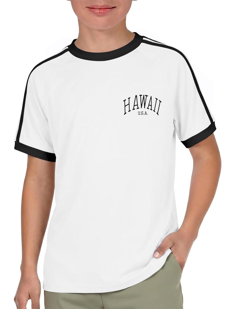Boys Los Angeles California T Shirts Kids Fashion Short Sleeve Graphic Tees Casual Tops 5-14 Years (White)