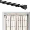 AIZESI Curtain Rods No Drilling for Windows 28 to 48 Inches,1/2 Inch Diameter No Drill Curtains Rod Renter Friendly Drapery Rod, Curtain Rods for Windows No Drilling, Black 1Pack