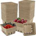 30 Pcs Natural Pulp Fiber Berry Basket, Molded Berry Basket Produce Vented Container for Strawberry Blueberry Raspberry and Vegetable Small Farmer Market Grocery Stores, Backyard Party 4.3x4.3x2.8inch
