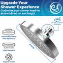 High Pressure Shower Head - Anti-Clogging Silicone Nozzles - 2.5 GPM Removable Restrictor - Easy to Clean Adjustable Replacement - easy to install with Plumbers Tape - 6 inch - Classic Chrome Finish