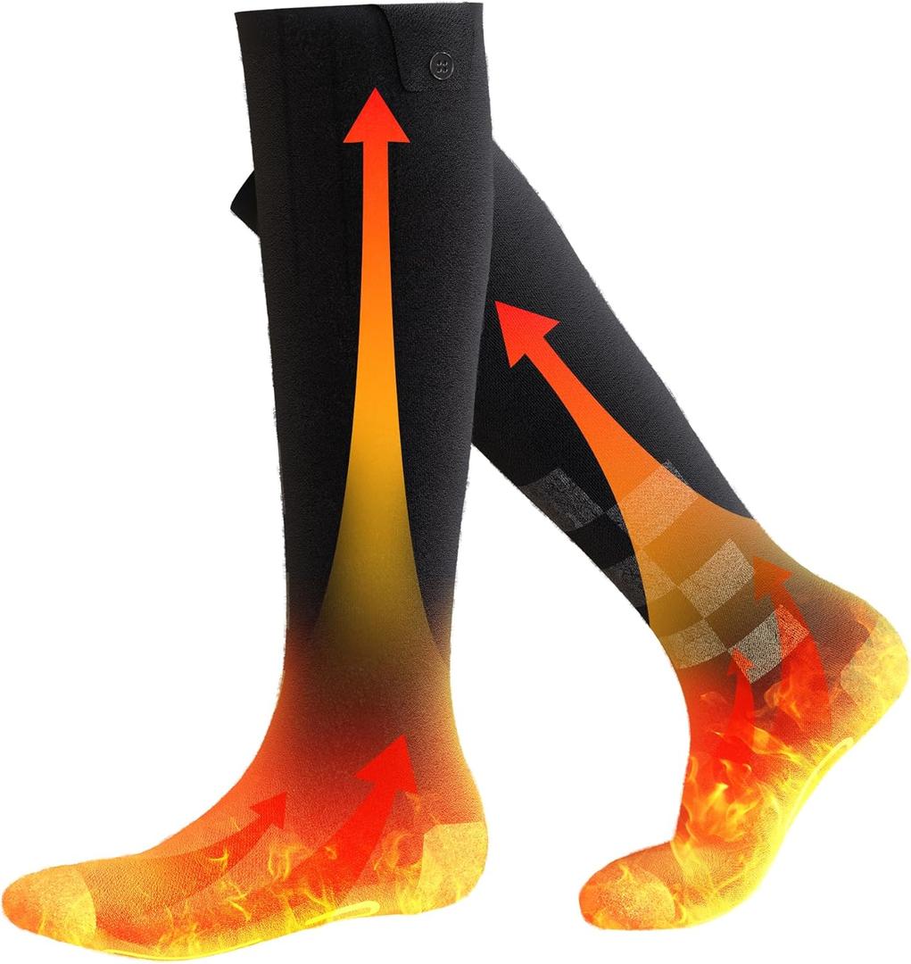 Heated Socks for Men Women, Washable Electric Heating Sock Up to 8 Hours with 3 Heating Levels, Rechargeable Warm Socks with Battery for Outdoor Camping Hiking Hunting Skiing Cycling Winter