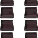 2.5x2.5 Square Rubber Furniture Caster Cups, Anti-Sliding Furniture Pads Bed Stopper Floor Protectors with Grip - Protect Any Flooring (8 Pcs Brown)