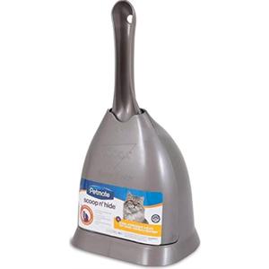 Petmate Scoop N' Hide Cat Litter Scoop with Discreet Litter Scoop Holder, Brushed Nickel