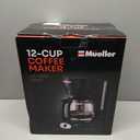 Mueller 12-Cup Drip Coffee Maker - Borosilicate Carafe, Auto-Off, Reusable Filter, Anti-Drip, Keep-Warm Function, Clear Water Level Window Coffee Machine, Kitchen Essentials & Accessories (Black)