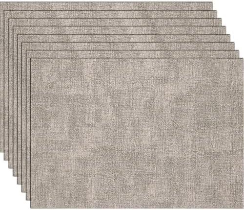 Placemats, TIMOBISS Faux Leather Placemats Set - Waterproof, Stain Resistant, Washable Table Mats for Indoor & Outdoor Dining - 17" x 11.8" - in Sets of 4/6/8(Light Gray,Set of 12)