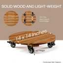 THYOI 2 Pack 14 Acacia Wood Plant Caddy with Lockable 360 Caster Wheels, 300 LB Heavy Duty Rolling Stand for Indoor Outdoor Planter Pots, Wooden Dolly for Patio (Golden Teak, Round)