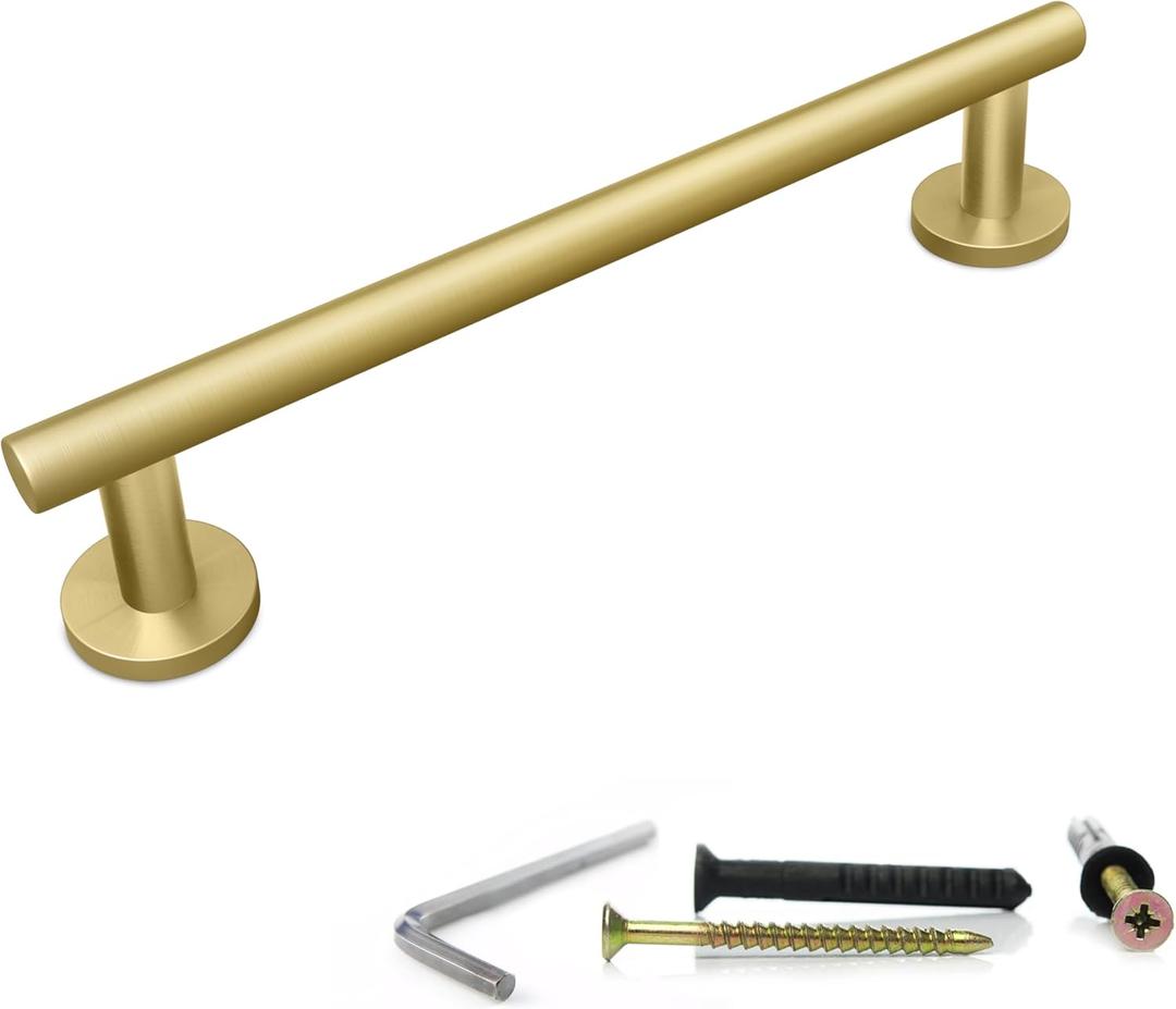 Brushed Gold Towel Bar 18 Inch – Modern Bathroom Towel Rack with Wall Mount – Single Layer Rustproof Stainless Steel Towel Holder Rod – Luxury Gold Finish for Shower, Bathroom, Kitchen