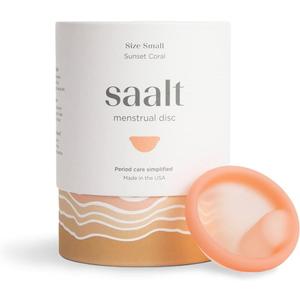 Saalt Menstrual Disc - Soft, Flexible, Reusable Medical-Grade - Removal Notch - Tampon Alternative - Made in USA - Lasts 10 Years (Sunset Coral, Small)