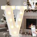 Elnsivo Light Up Letters, Cool White and Warm White Marquee Letters with Remote, Alphabet Letter Sign Battery Powered for Birthday Graduation Wedding Party Christmas Lamp Home Wall Decor, Letter V