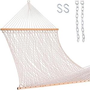 Lazy Daze Hammocks 12FT Double Rope Hammocks, 2 Person Hand Woven Cotton Hammock with Spreader Bar for Outdoor, Indoor, Patio, Poolside, FIT 13-15 Foot Stand, Max 450 Lbs, Natural, 141 x 57 inches Lazy Daze Hammocks 12FT Double Rope Hammocks, 2 Person Hand Woven Cotton Hammock with Spreader Bar for Outdoor, Indoor, Patio, Poolside, FIT 13-15 Foot Stand, Max 450 Lbs, Natural, 141 x 57 inches