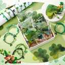 Landical 50 Sets St. Patrick's Day Party Favors Include Irish Green Clover Bracelets Lucky Charm Shamrock Pendant Bracelets Greeting Cards for Friends St. Patrick's Day Party Supplies (Clover)