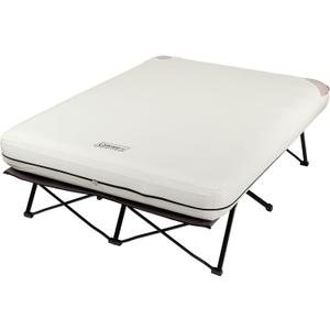 Coleman Queen-Size Airbed Cot Combination, Folding Air Mattress with Steel Frame & Side Table, Battery Pump Included, Great for Camping, Lounging, Elevated Sleeping, Guests, & More