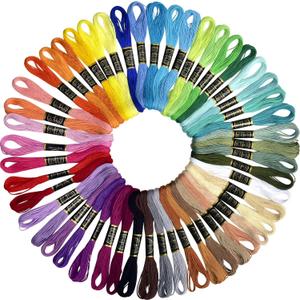 Friendship Bracelet String 50 Skeins Rainbow Color Embroidery Floss Cross Stitch Embroidery Thread Cotton Floss Bracelet Yarn, Craft Floss(Fashionable Color)