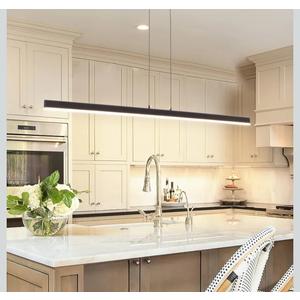 Artop 47" Linear Pendant Light 20W Minimalist Hanging LED Island Chandelier Light Fixture for Kitchen Island Dinning Room Commercial Office Matte Black
