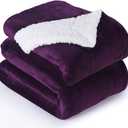 NANPIPER Bed Blanket Reversible Sherpa Flannel Blanket Super Soft Fuzzy Lightweight Fleece Microfiber (90"x90" Purple) Queen