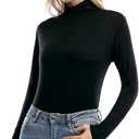 Femdouce Womens Turtleneck Long Sleeve Shirt Lightweight Slim Pullover Basic Undershirts Active Turtle Neck T-Shirts 2 Pack (M)