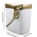 Hymmah Bathroom Trash Can 1.8 Gallon(7 Liter) Small Kitchen Garbage Can,Decor Wastebasket for Bedroom Office,Resin Hand-Carved Colla Lotus White&Gold