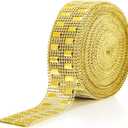WILLBOND 10 Yards Rhinestone Ribbon for Crafts Rhinestone Diamond Ribbon Bling Wrap Sparkling Rhinestones Chain Trim Craft Art for Christmas DIY Jewelry Wedding Cake Clothe Decor(2 Row,Gold)