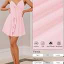 Women Sleeveless Sexy V Neck Summer Dress for Women Casual Flowy Beach Club Party Spaghetti Strap Mini Sundress (Pink)