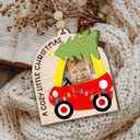 6 x Gift for Kid Ornament, Babys First Christmas Ornament 2025, A Cozy Little Christmas Wooden Photo Ornament  Red Car with Christmas Tree Picture Frame, Rustic Holiday Farmhouse Dcor Gift