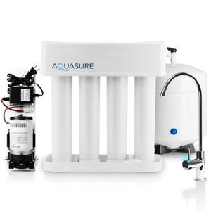 Aquasure 4-Stage Reverse Osmosis Water Purification System with Booster Pump, NSF Certified, Polypropylene Material, Removes 99.99% of Contaminants, 0.0001 Micron Membrane