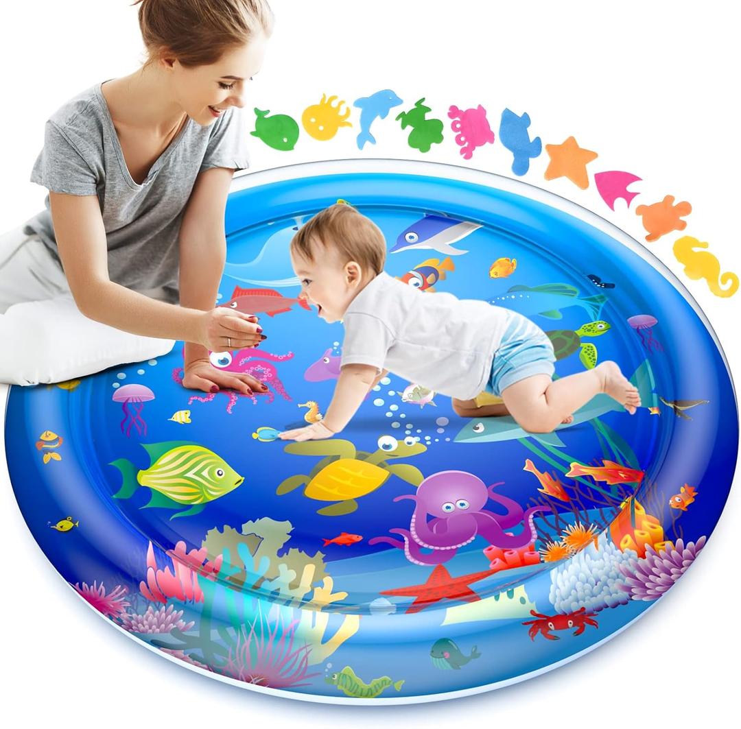 40" X 40" Large Tummy Time Water Mat for Babies, XL Baby Water Play Mat, Infant Water Sensory Baby Tummy Time Play Mat for 3 6 9 12 Months Toddlers (40in XL)
