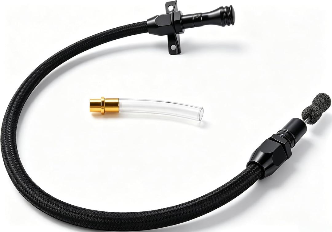 29.58in Flexible Transmission Dipstick Stainless Hose Black | Used for TH350 TH400 700R4 4L60E 4L80E Transmissions Stainless Steel Braided Hose Clear Level Checking Everyday Maintenance