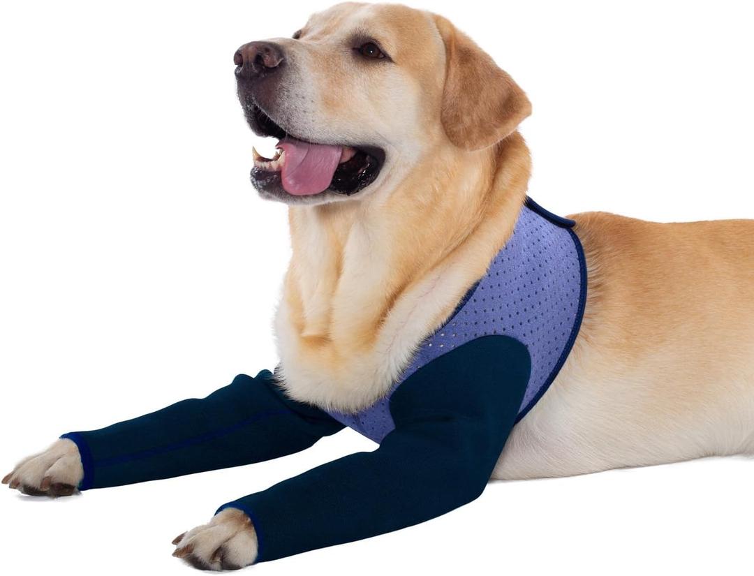 Coodeo Dog Recovery Sleeves, Cone Collar Alternative, Abrasion Resistant Dog Recovery Suit, Washable 2.5mm Thick and Waterproof, Pet Wounds Prevent Licking, Biting (Purple, L)