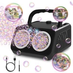 Bubble Machine,PANACARE Portable Automatic Bubble Blower.20000+ Bubbles per mins.Bubble Maker for Parties.Best Gifts for Kids and Toys for Pets. (Black)