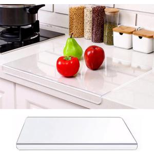 Renyqatt Acrylic Cutting Board with Counter Lip, Large Clear Cutting Board for Kitchen Countertop,60% Thicker,Non-Slip - Ideal for Cutting Vegetables, Fruits, Meat, and Bread (XX-Large, 24x18 In)