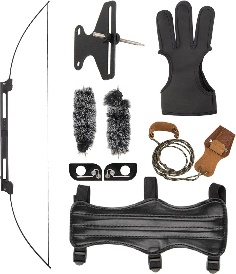 Archery 55" Folding Survival Bow Set for Adults, Portable Recurve Bow for Outdoor Hunting Practice, Right and Left Hand, 25/40/55Lbs