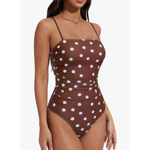 SUUKSESS Women Sexy One Piece Swimsuit Tummy Control Square Neck Bathing Suit, Size M