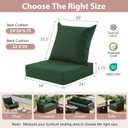 Outdoor Deep Seat Cushion Set, 24x24 Inch Water-Resistant & Fade-Resistant Outdoor Chair Cushions, Patio Furniture Cushions with Removable Cover for Patio Chair, Sofa, Forest Green (Set of 2)