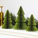 Beeveer 3 Pcs Green Paper Christmas Tree 8 10 and 12 Inch 3D Honeycomb Trees Table Centerpiece for Modern Christmas Mantel Party Decorations Holiday Xmas Home Decor