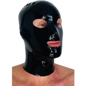 Black Latex Hood Mask,Latex Masks Full Face for Men Women,Rubber Mask Back Zipper Handmade Cosplay Costumes