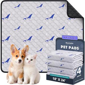 Washable Pee Pads for Dogs, 4 Pack Puppy Pads, Super Absorbent & Leakproof with Anti-Slip Bottom for Dog Training, Crates, Car, Pet Pee Pads, and Furniture Protection, 18"x24" (Dolphin Pattern)