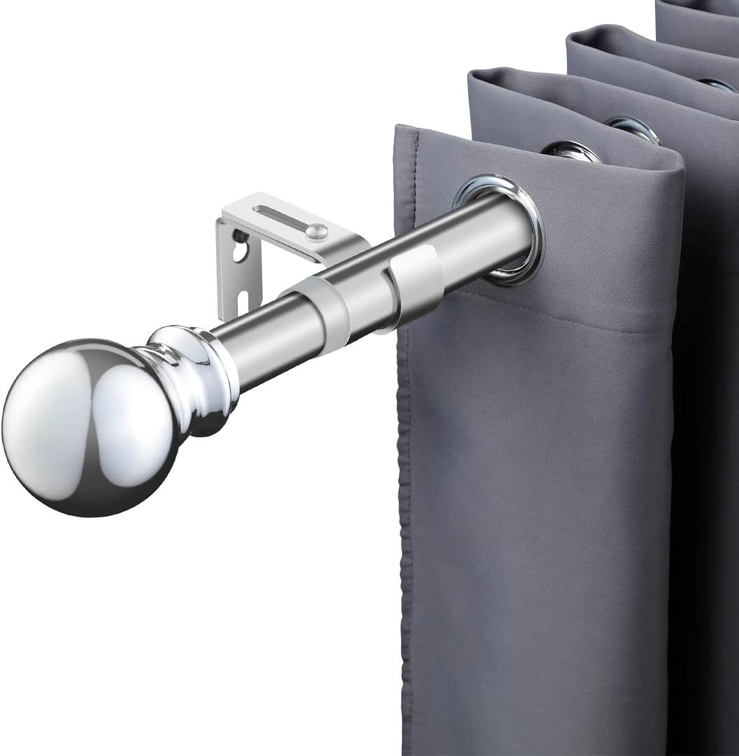 Telescoping Curtain Rod34-100 inch & 1" Damater Adjustable Window Curtain Rod with bracketSingle Curtain Rod Suitable for Kitchen Bedroom Window Office (34 to 100, Silver)