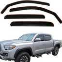 in-Channel Window Visors Rain Deflectors for 2005-2015 Toyota Tacoma Double Cab,4-Piece Smoke Tinted Rain Guards,UV-Resistant ABS,No Drill Installation,Reduced Wind Noise & Rain Protection