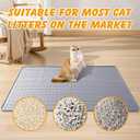 Silicone Cat Litter Mat, 34x22 in Waterproof Litter Box Mat Cats Feeding Mats with Raised Edges, Quick Clean Desig (Grey)