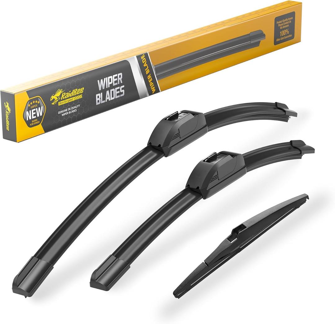Raidbee® 26"+16" Windshield Wiper Blades with 10" Rear Wiper Blade Automotive Replacement Set for Toyota RAV4 2013 2014 2015 2016 2017 2018 – Genuine OEM Quality (Set of 3)