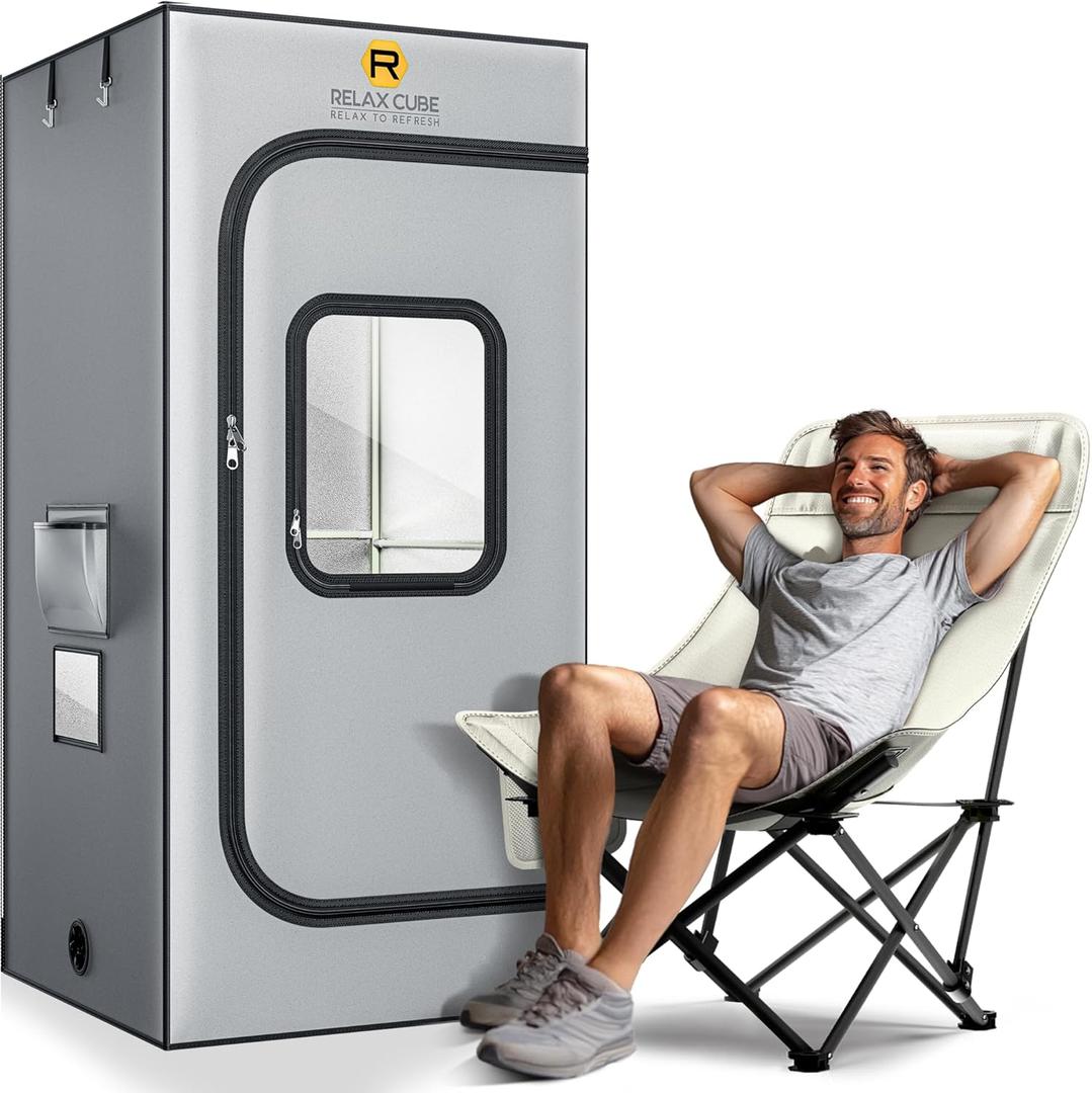 Portable Steam Sauna Pro 1500W 3L, Sauna Tent with Ergonomic High Back Sauna Chair, Full Body Personal Sauna Box for Home Spa Indoor, 75x35x35 XL Size, Gray