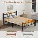 Full Metal Bed Frame with Curved Headboard and Footboard, Black
