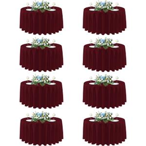sancua 90 Inch Round Tablecloth, 8 Pack Burgundy - Circle Polyester Fabric Table Cloth for Christmas Party Reception Banquet Birthday, Washable Formal Table Cover (Fit 30-72 Inch Tables)
