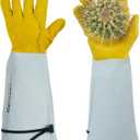Gardening Gloves Thorn Proof for Rose Pruning & Cactus Trimming, Long Leather Garden Gloves for Women & Men (Large) (Large (Pack of 1), Yellow)
