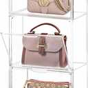 WMM Purse Storage Organizer for Closet, 3 Packs Plastic Acrylic Clear Handbag Purse Shoes Book Figure Toy Display Case, Storage Bins for Cosmetic, Stackable Magnetic Drop Front Storage Organizer