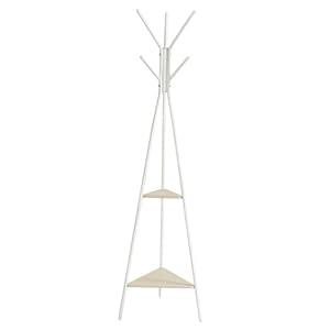 VASAGLE Coat Rack Freestanding, Coat Hanger Stand, Hall Tree with 2 Shelves, for Clothes, Hat, Bag, Industrial Style, Natural Beige and Pearl White URCR016N01