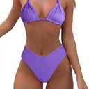 Bikini Sets for Women Sexy Halter Triangle String Bikini Cheeky V Cut High Waisted Thong Swimsuits 2 Piece (Size Medium, Dark Purple)