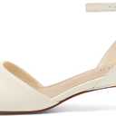 TEAIEUI Women's Sandals Kitten Heels Low Strappy Heels Open Toe Ankle Strap Sandals for Women Party Wedding Dress Shoes (White, 7.5)