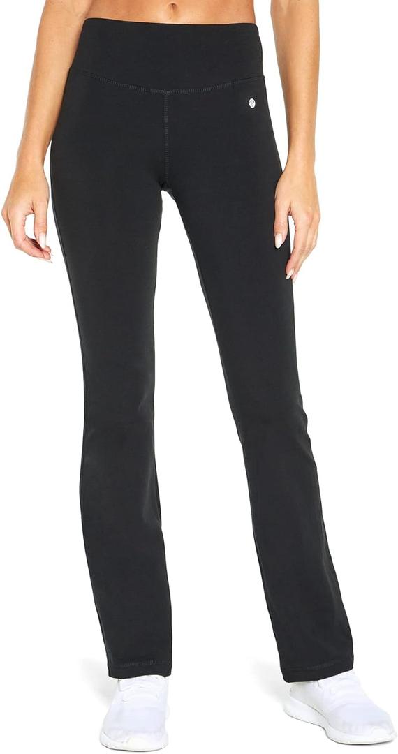 Bally Total Fitness Women's High Rise Tummy Control Bootleg Pant (Medium Long, Black)